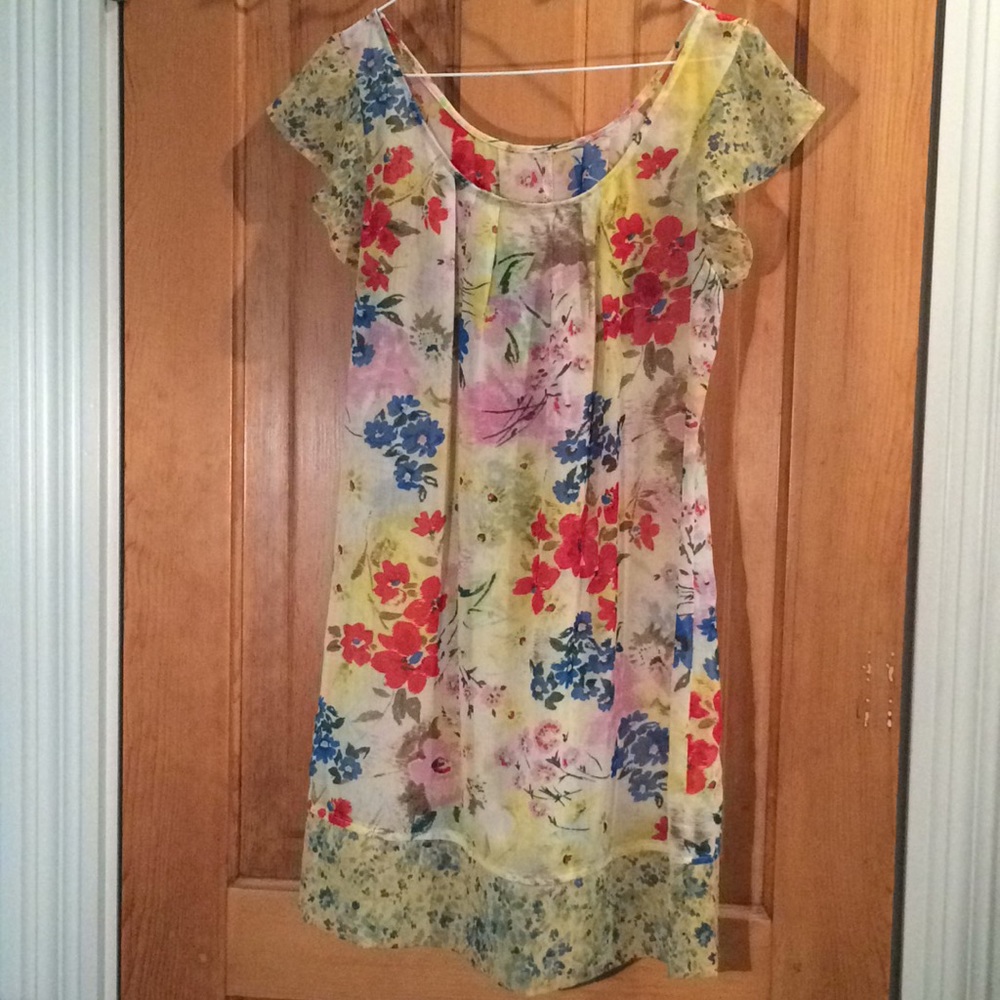 Anthropologie Sheer Floral Dress